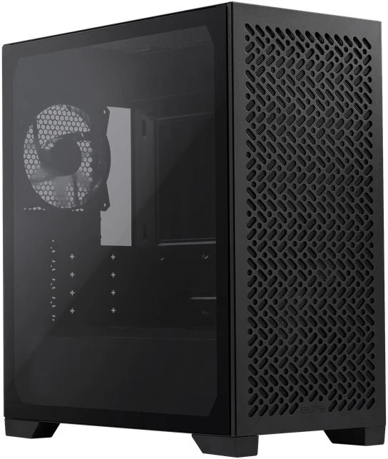 „Cooler Master Elite 302 Lite“ korpusas, permatomas šoninis skydelis, mATX, 1x 120 mm ventiliatorius, juodas