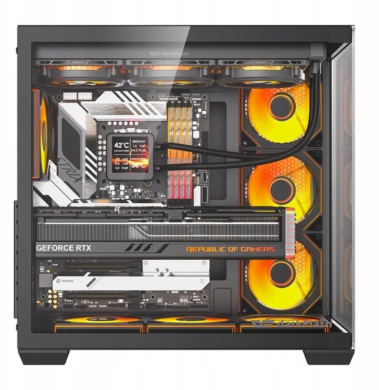 DarkFlash C280 computer case (juodas) + 7 fans