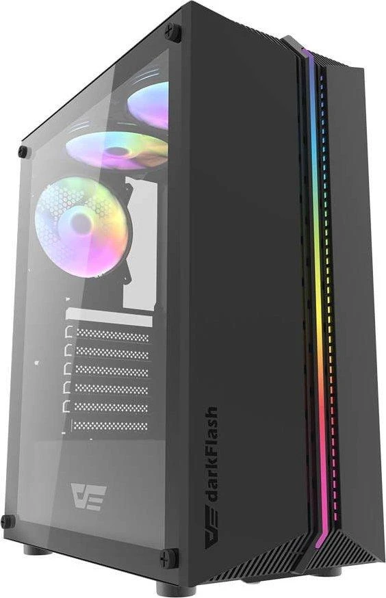 Kompiuterio korpusas Darkflash DK151 LED su 3 ventiliatoriais - juodas