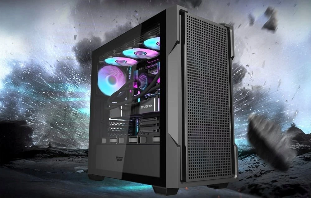 „Darkflash DS900 Mesh“ kompiuterio korpusas be ventiliatorių (juodas)