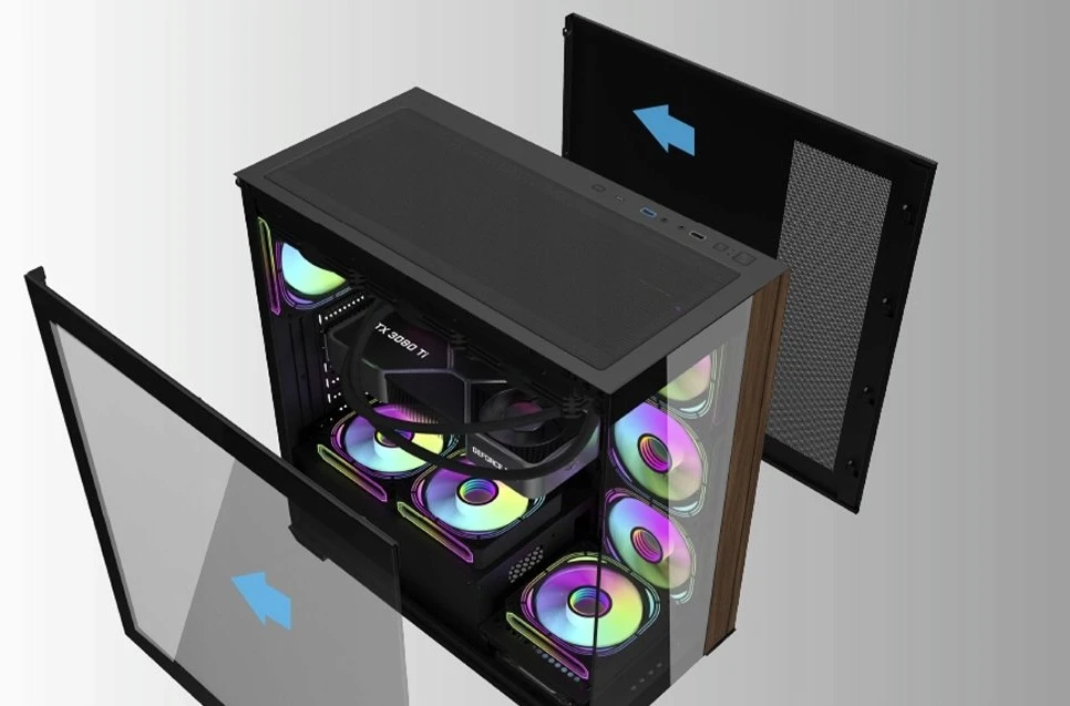 „Darkflash DS900W“ kompiuterio korpusas be ventiliatorių (juodas)