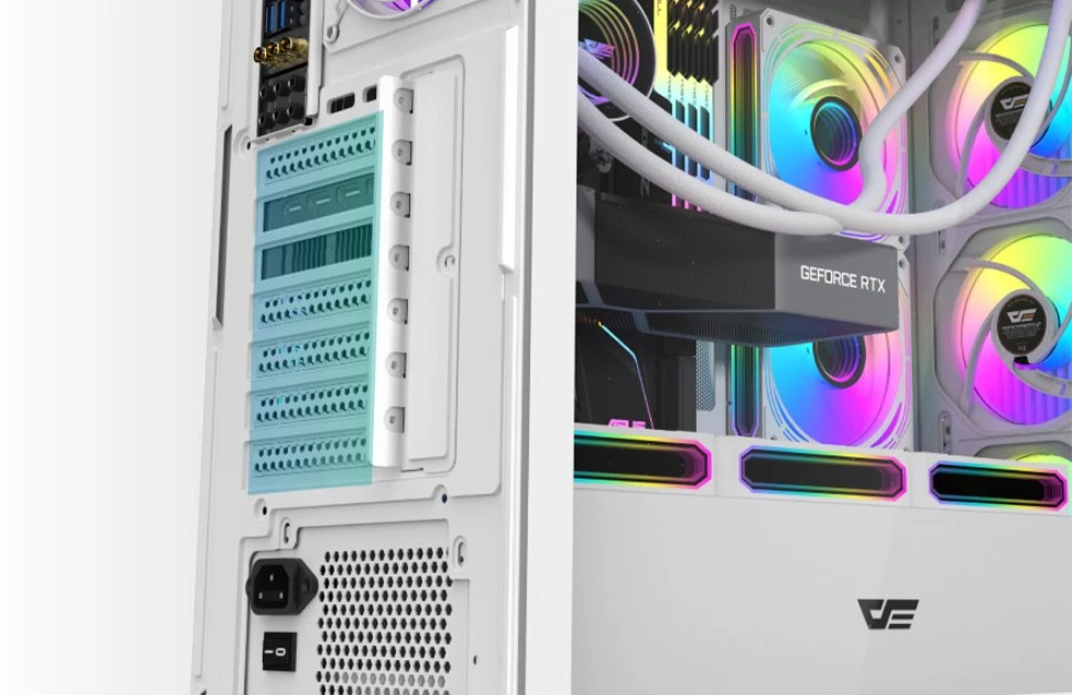 „Darkflash DS900WS“ ATX kompiuterio korpusas be ventiliatorių (baltas)