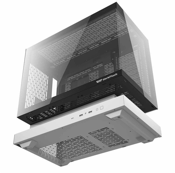 „Darkflash F1“ kompiuterio korpusas (Baltas) + 6 ARGB ventiliatoriai