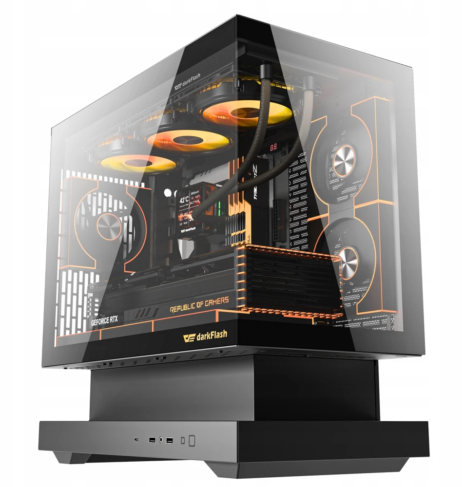 Darkflash F1 computer case (Juodas) + 6 ARGB fans