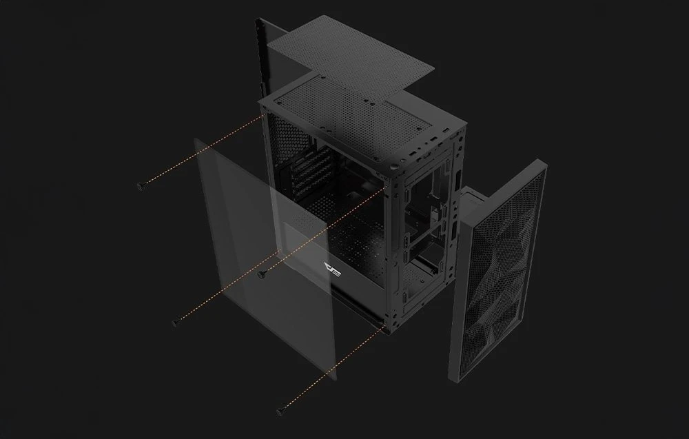 „Darkflash M305 Mesh“ kompiuterio korpusas be ventiliatorių (Baltas)