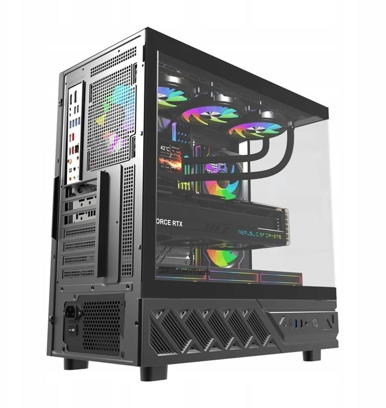 „DarkFlash DS950V“ kompiuterio korpusas su ekranu (juodas) + 6 ventiliatoriais
