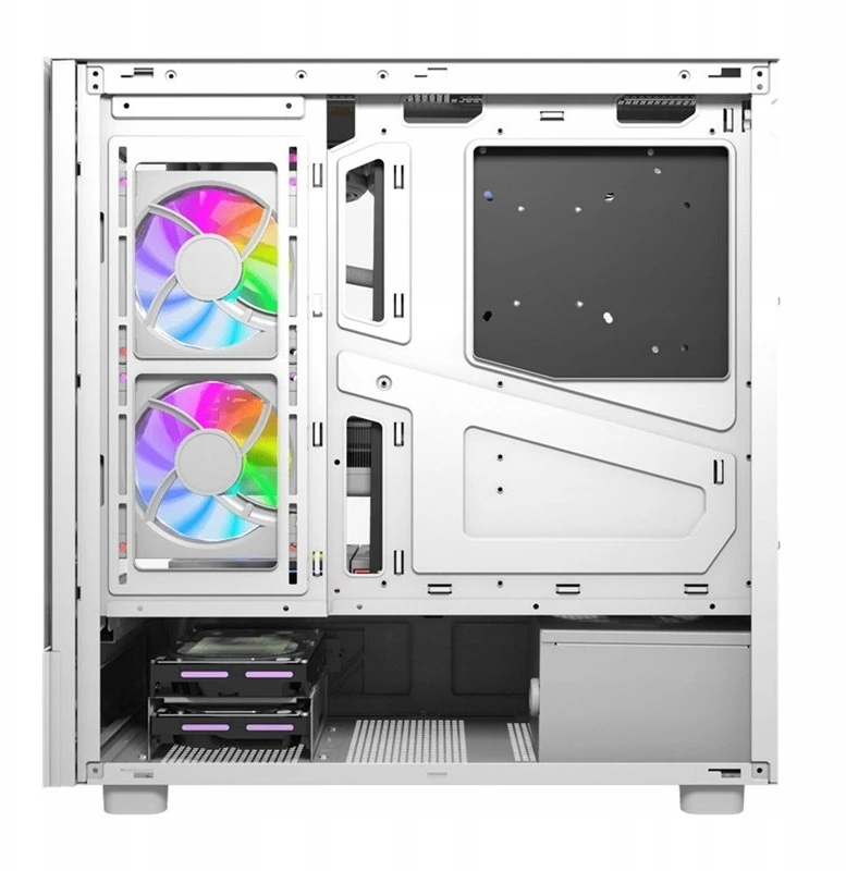 „DarkFlash DS950V“ kompiuterio korpusas su ekranu (baltas) + 6 ventiliatoriais