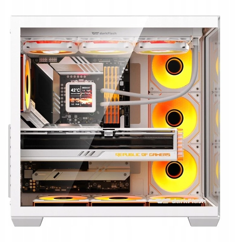 „DarkFlash C280“ kompiuterio korpusas (baltas) + 7 ventiliatoriai