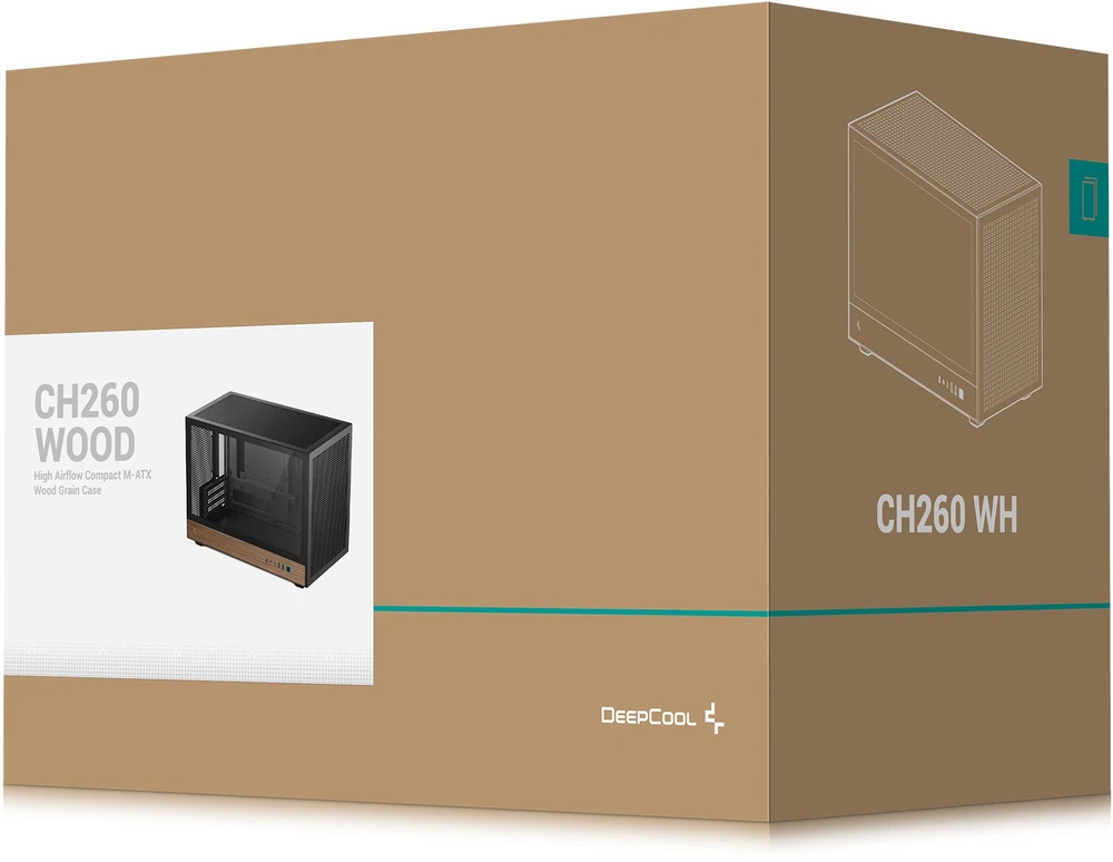 Deepcool Case | CH260 Wood | Micro Tower | Juodas