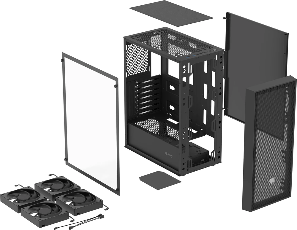 FURY SHOBO SH8F MIDI TOWER CASE WITH WINDOW Juodas