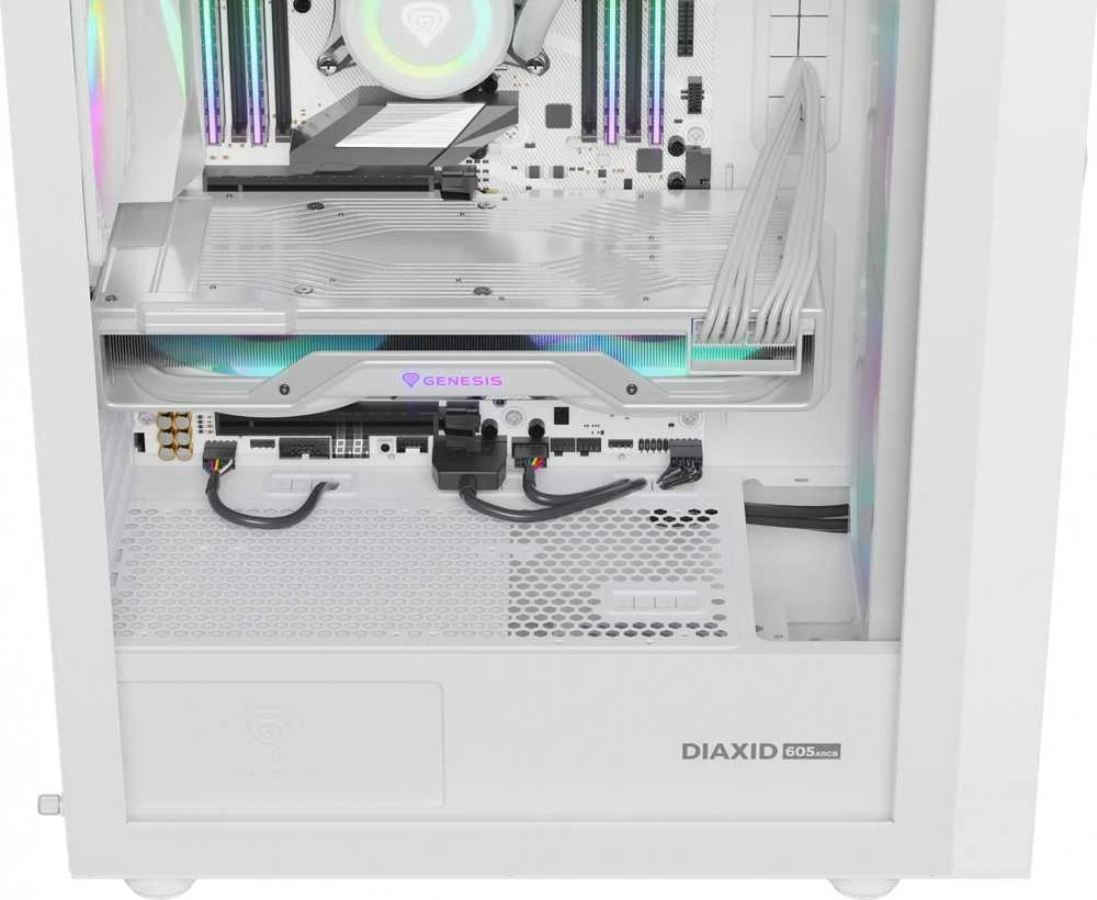 NATEC Genesis PC Case Diaxid 605 baltas ARGB