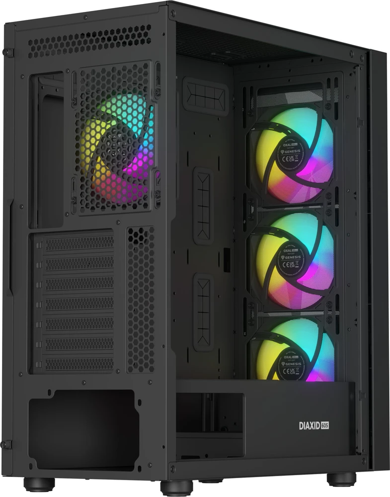 NATEC Genesis PC Case Diaxid 605 juodas ARGB