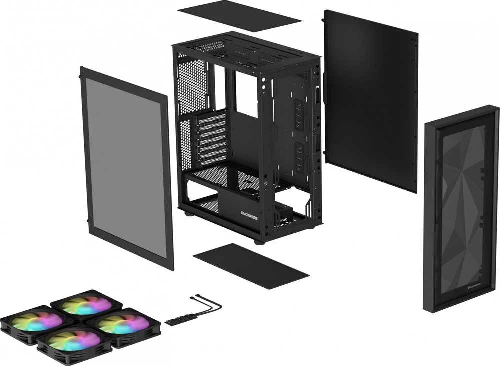 NATEC Genesis PC Case Diaxid 605 juodas ARGB