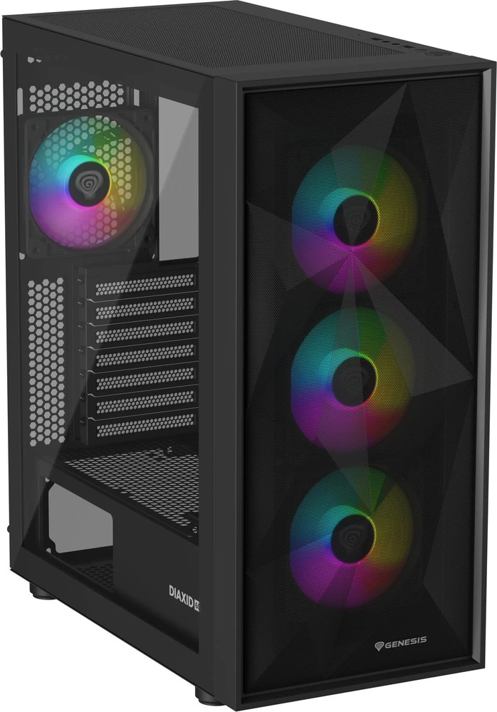 NATEC Genesis PC Case Diaxid 605 juodas ARGB