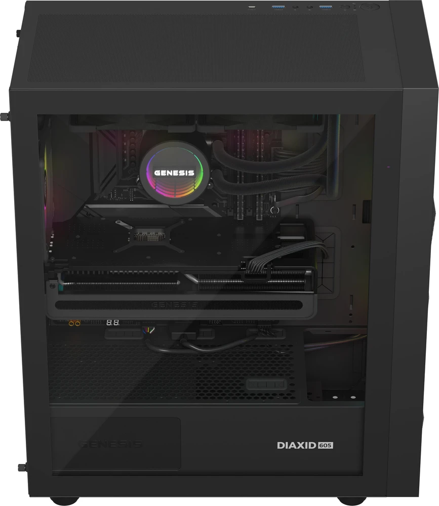 NATEC Genesis PC Case Diaxid 605 juodas ARGB