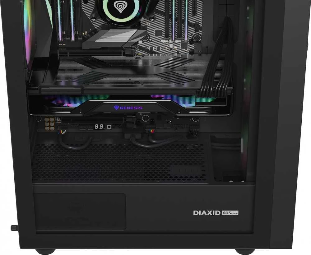 NATEC Genesis PC Case Diaxid 605 juodas ARGB
