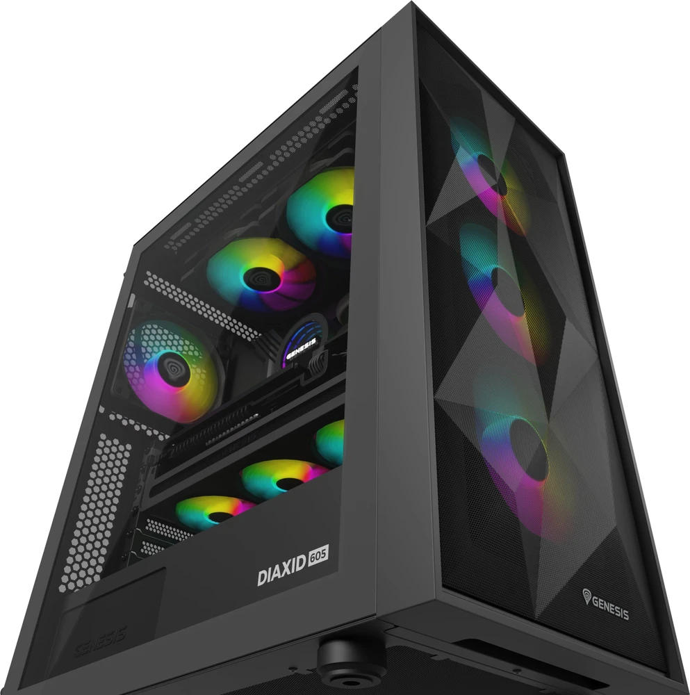 NATEC Genesis PC Case Diaxid 605 juodas ARGB