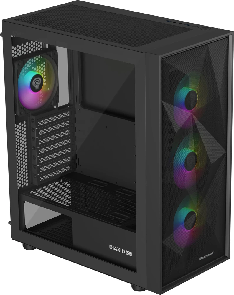 NATEC Genesis PC Case Diaxid 605 juodas ARGB