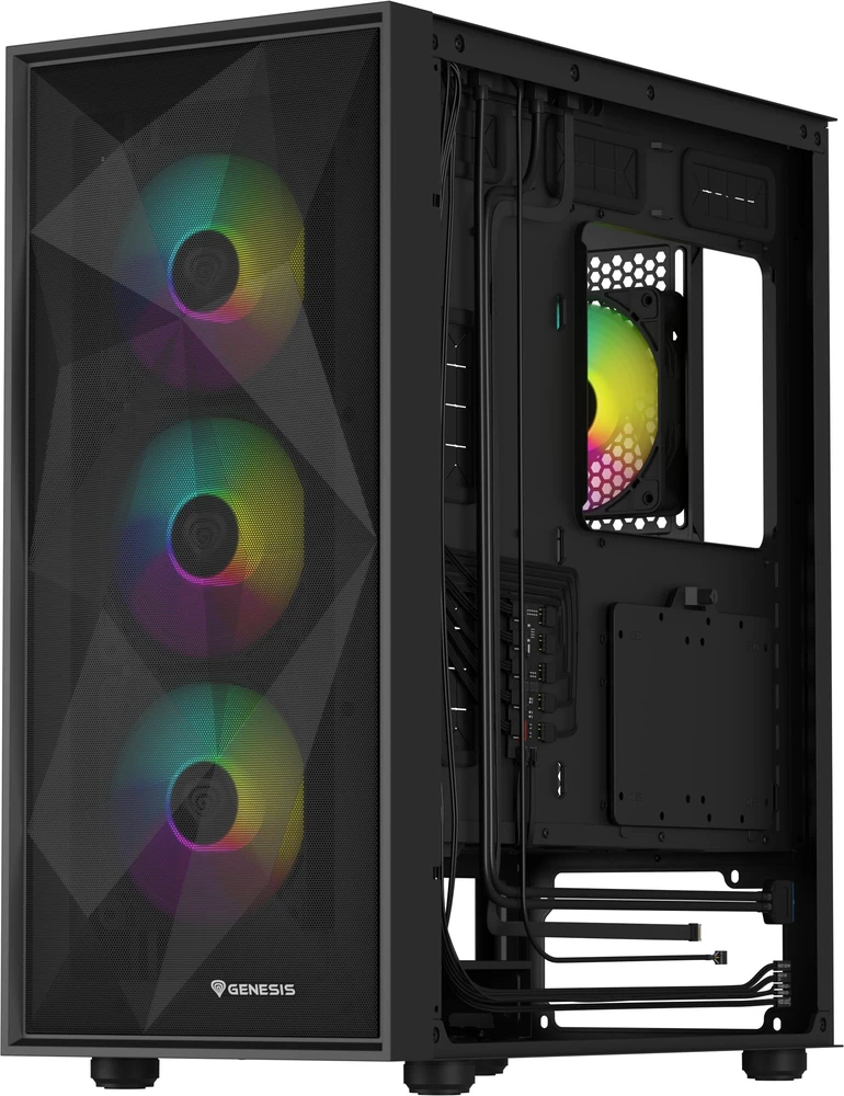NATEC Genesis PC Case Diaxid 605 juodas ARGB