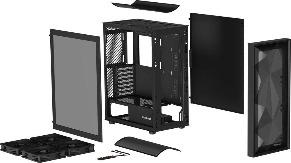 NATEC Genesis PC Case Diaxid 605F juodas