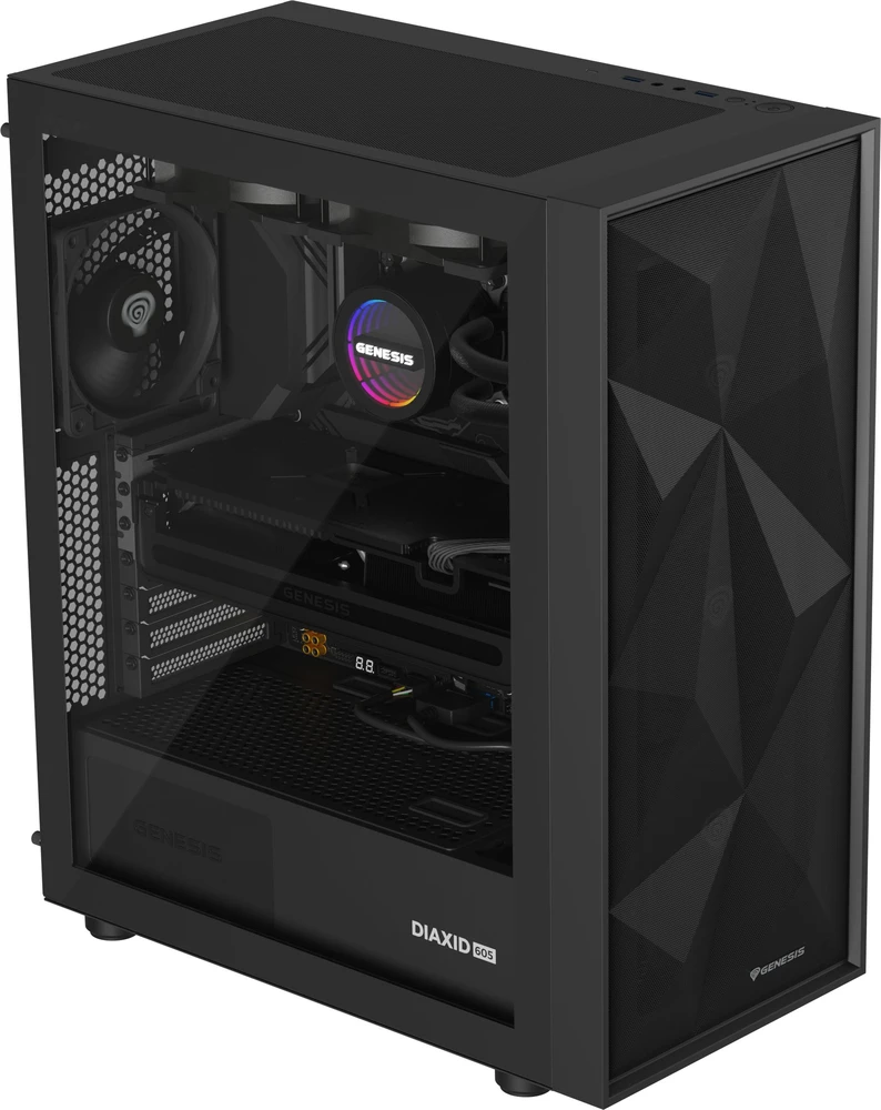 NATEC Genesis PC Case Diaxid 605F juodas