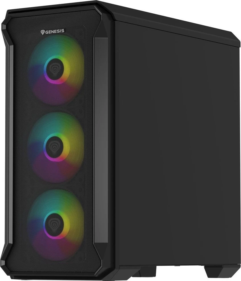 GENESIS IRID 503 ARGB kompiuterio korpusas, Micro tower, 2xUSB 2.0, 2x Jack, 1xUSB 3.0, Juodas | Genesis | IRID 503 ARGB | ATX | Juodas