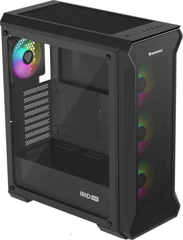Genesis | PC korpusas | IRID 505 ARGB | Midi-Tower | Juodas