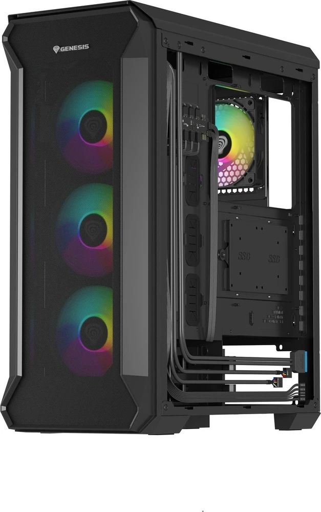 Genesis | PC korpusas | IRID 505 ARGB | Midi-Tower | Juodas