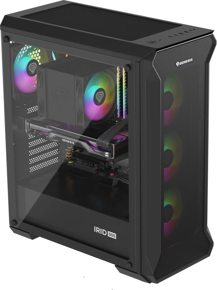 Genesis | PC korpusas | IRID 505 ARGB | Midi-Tower | Juodas