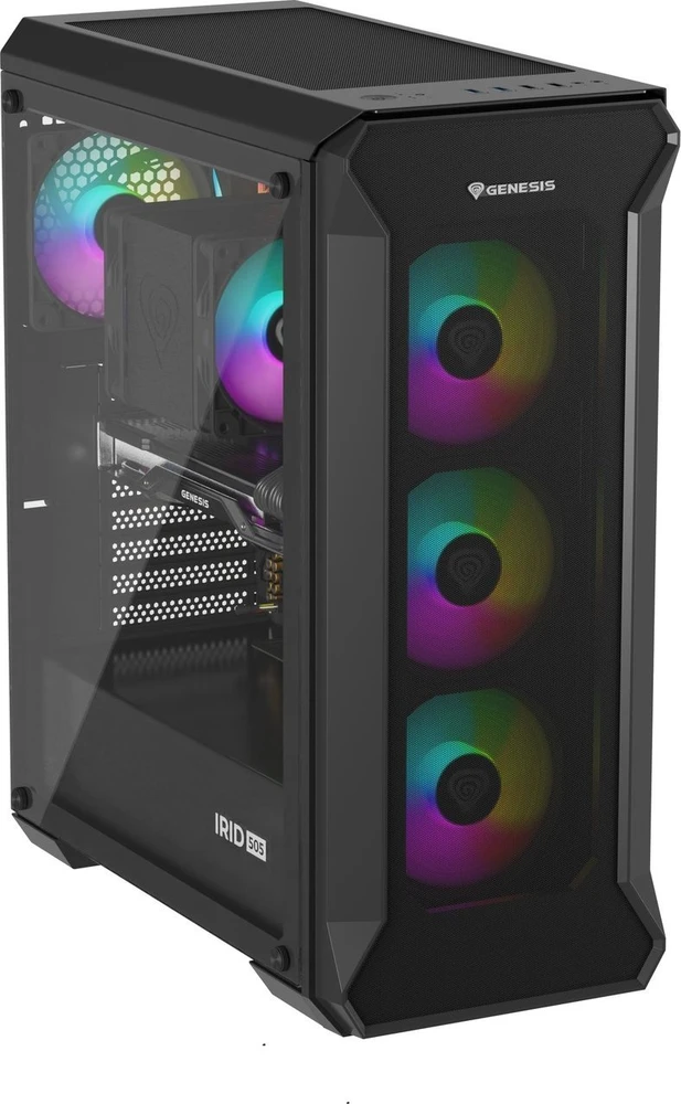 Genesis | PC korpusas | IRID 505 ARGB | Midi-Tower | Juodas