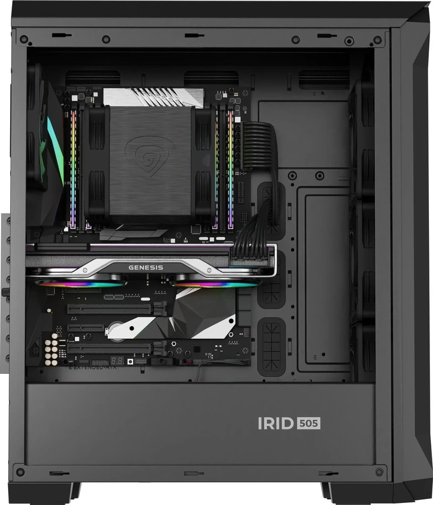 Genesis | PC korpusas | IRID 505 ARGB | Midi-Tower | Juodas
