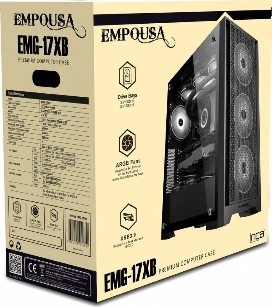 Inca EMG-17XB Juodas dėklas