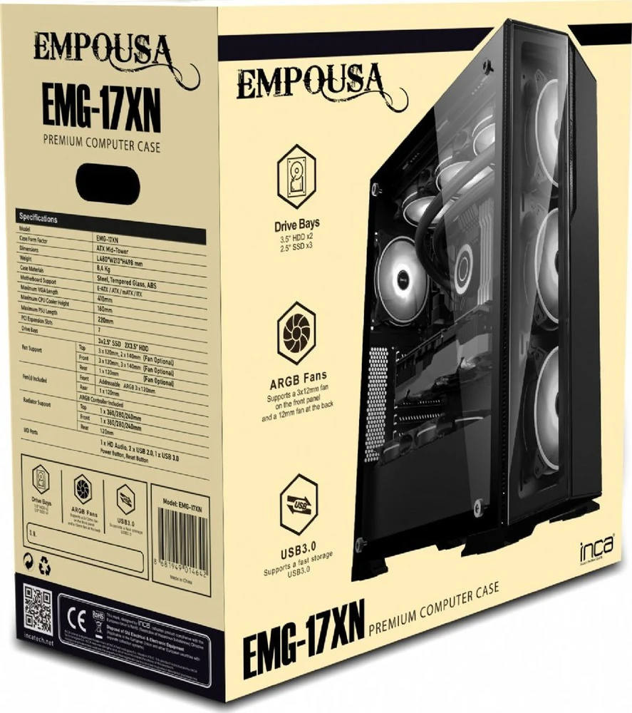 Obudowa Inca EMG-17XN Juodas