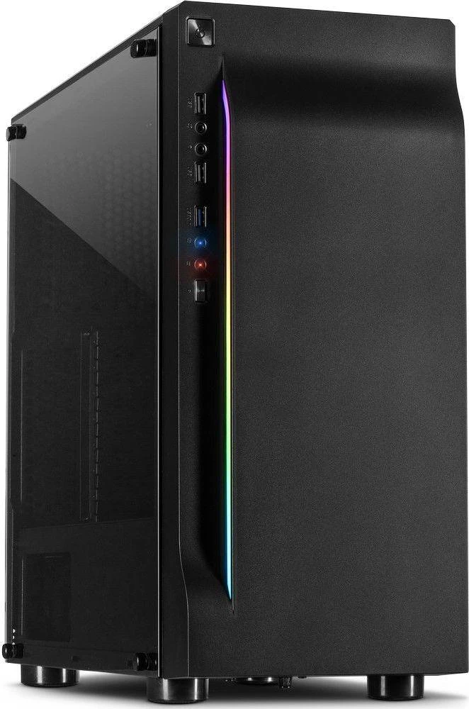Važiuoklė INTER-TECH A-3411 Creek Gaming Tower, ATX, 1xUSB3.0, 2xUSB2.0, maitinimo šaltinis pasirinktinai, Lango šoninis skydelis, LED lemputė priekyje, integruotas RGB LED, Juodas