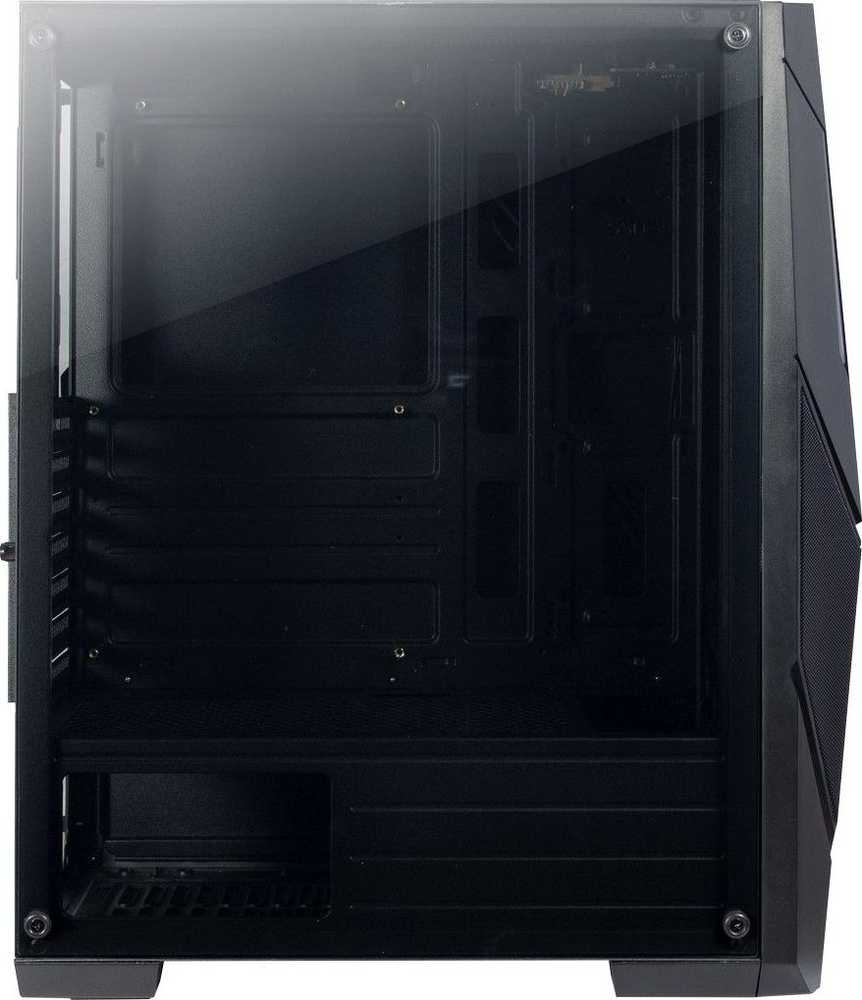 Inter tech Chassis IT-3303 Hornet žaidimų bokštas, ATX, 1xUSB3.0, 2xUSB2.0, maitinimo šaltinis pasirinktinai, lango šoninis skydelis, LED juostelės priekyje, 120 mm ARGB ventiliatorius, Juodas