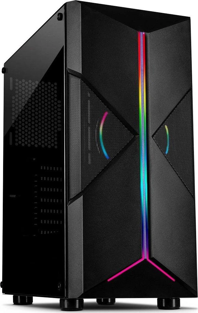 Inter tech Chassis IT-3306 Cavy Gaming Tower, ATX, 1xUSB3.0, 2xUSB2.0, PSU pasirinktinai, Lango šoninis skydelis, LED juostos priekyje , 120mm ARGB ventiliatorius, Juodas