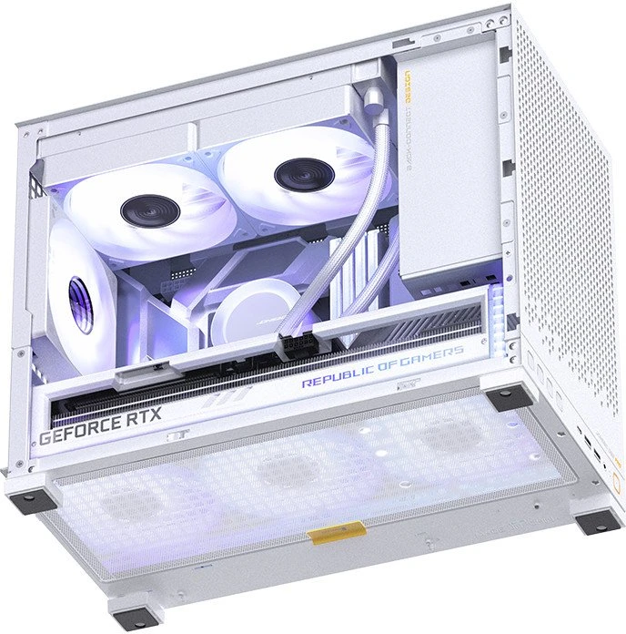 Jonsbo D32 PRO Baltas kompiuterio korpusas, mini korpusas, mATX, grūdintas stiklas – baltas