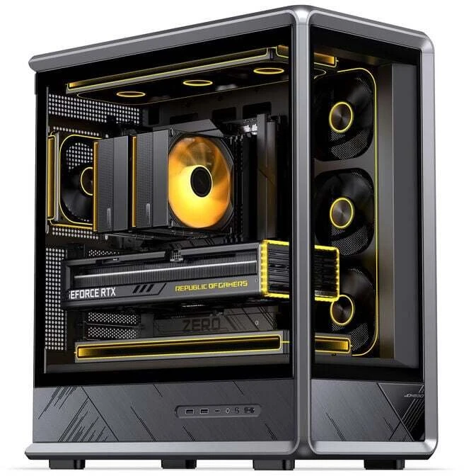 Jonsbo D401 PC-case, Midi Tower, ATX, Tempered Glass - juodas