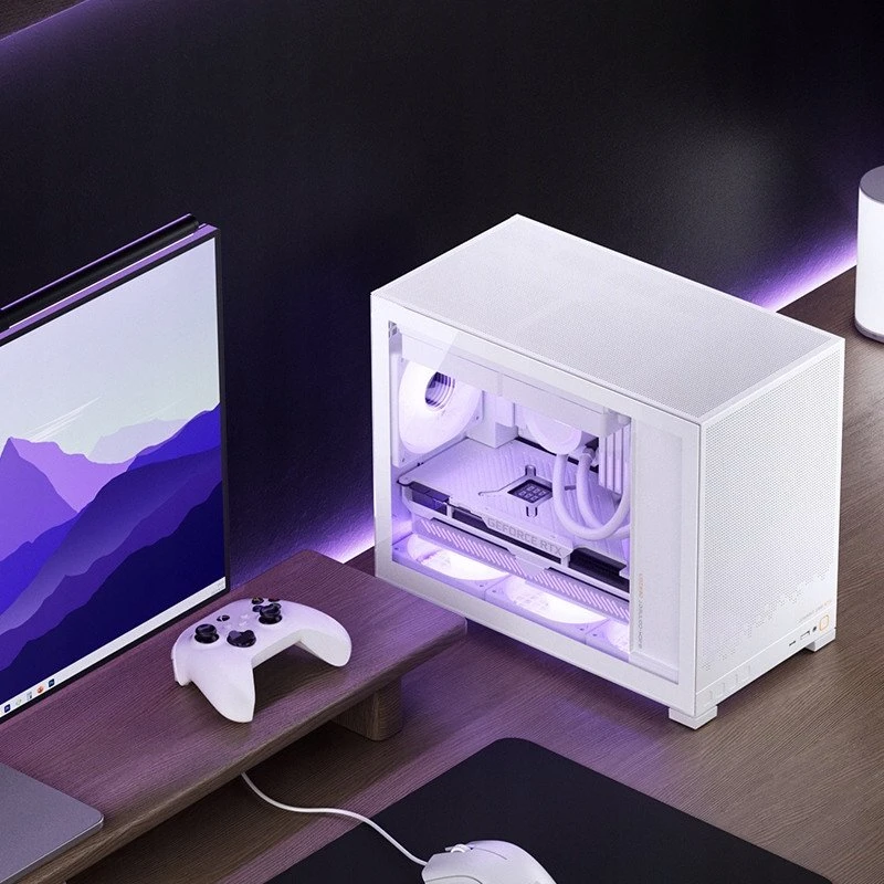 Jonsbo D32 STD Baltas PC-kompiuterio korpusas, Mini-kompiuterio korpusas, mATX, Tempered Glass – baltos spalvos