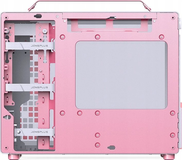 Jonsplus Z20 Micro-ATX kompiuterio korpusas, mit Tragegriff – baltos spalvos/pink