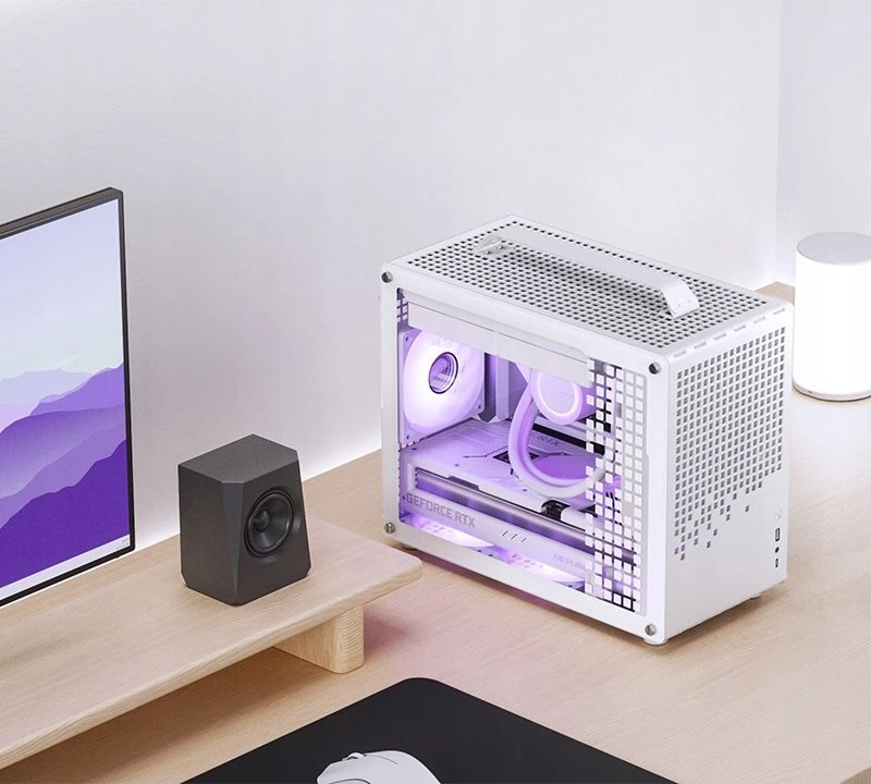 Jonsplus Z20 Micro-ATX kompiuterio korpusas, mit Tragegriff – baltos spalvos