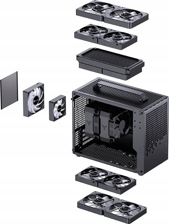 Jonsplus Z20 Micro-ATX kompiuterio korpusas, mit Tragegriff – juodos spalvos