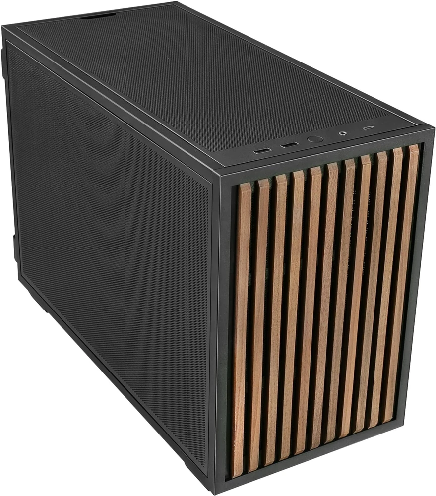 Lian Li DAN Cases B4 Wood Edition kompiuterio korpusas, Micro-ATX – riešuto spalvos, juodas