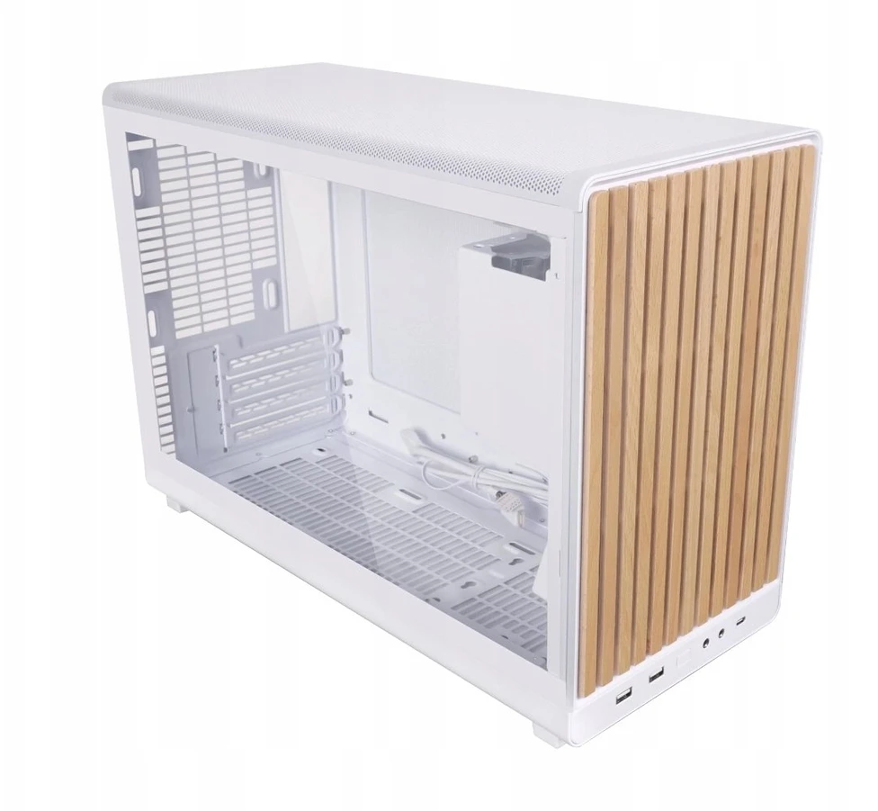 Lian Li DAN kompiuterio korpusass A3-mATX Wood Edition PC-kompiuterio korpusas, Tempered Glass, Micro-ATX – Buche, baltos spalvos
