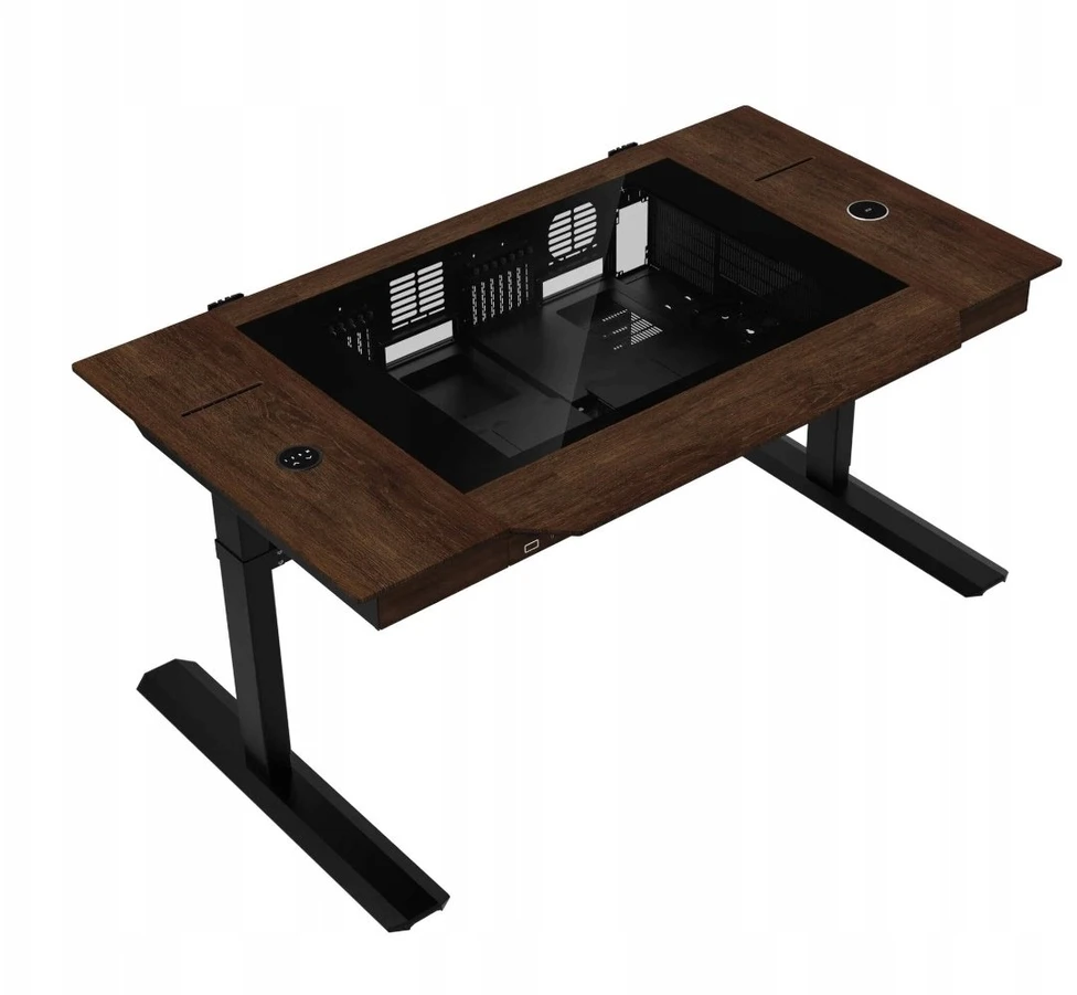 Lian Li DK07 Wood rašomojo stalo ruda-juoda 148 cm x 87.7 cm