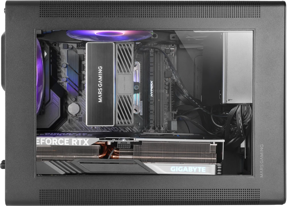 „Mars Gaming MCXPS mATX“ itin kompaktiškas žaidimų kompiuterio korpusas su tinklelio ir stiklo panele