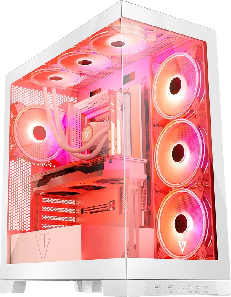 Kompiuterio Korpusas - Modecom Volcano SPACE APEX ARGB MIDI Tower Micro ATX/ATX/ITX Baltas