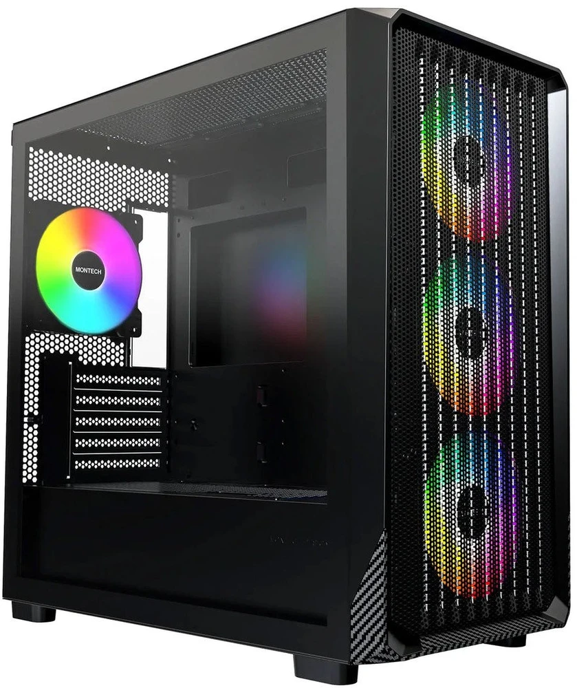 „Montech X5M“ kompiuterio korpusas, vidutinio dydžio bokštas, „Micro-ATX“, ARGB, grūdintas stiklas – Juodas