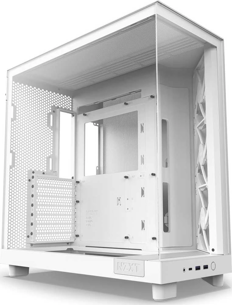 NZXT H6 Flow RGB kompiuterio korpusas, Mid-Tower, ATX, su 3 RGB ventiliatoriais, baltas (CC-H61FW-R1)
