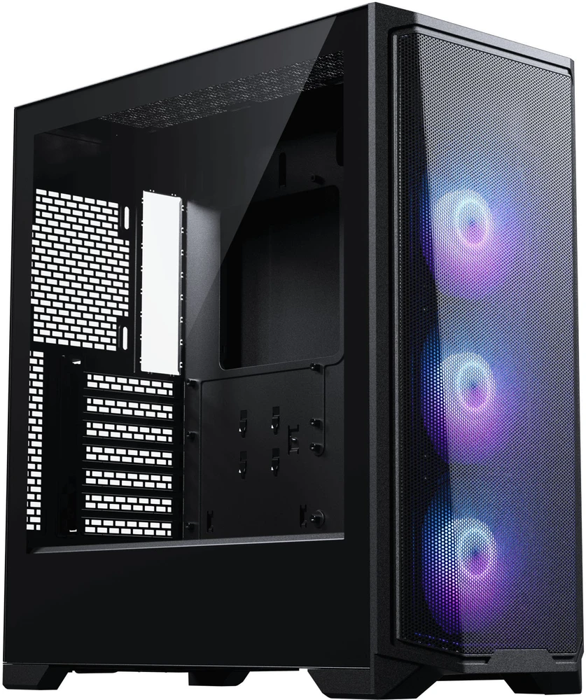 Phanteks Eclipse G370A kompiuterio korpusas, Mid Tower, SSI-EEB, RGB, Tempered Glass – including 3x 120mm Fans, juodos spalvos